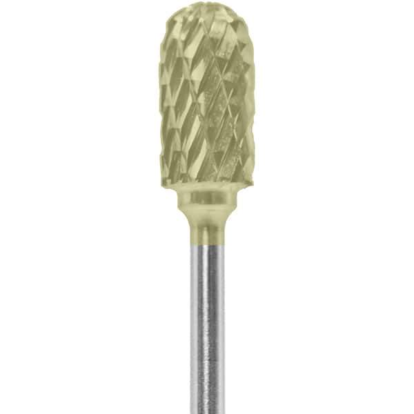 Made in USA - 1/4" Cut Diam, 0.0925" Shank Diam, Cylinder with Radius Head Double Cut Burr - Carbide, 1/2" LOC, 2" OAL - Apex Tool & Supply