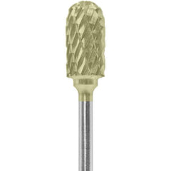 Made in USA - 1/4" Cut Diam, 0.0925" Shank Diam, Cylinder with Radius Head Double Cut Burr - Carbide, 1/2" LOC, 2" OAL - Apex Tool & Supply
