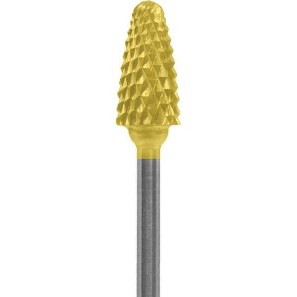 Made in USA - 1/4" Cut Diam, 0.0925" Shank Diam, Tree with Radius Head Diamond Cut Burr - Carbide, 1/2" LOC, 2" OAL - Apex Tool & Supply