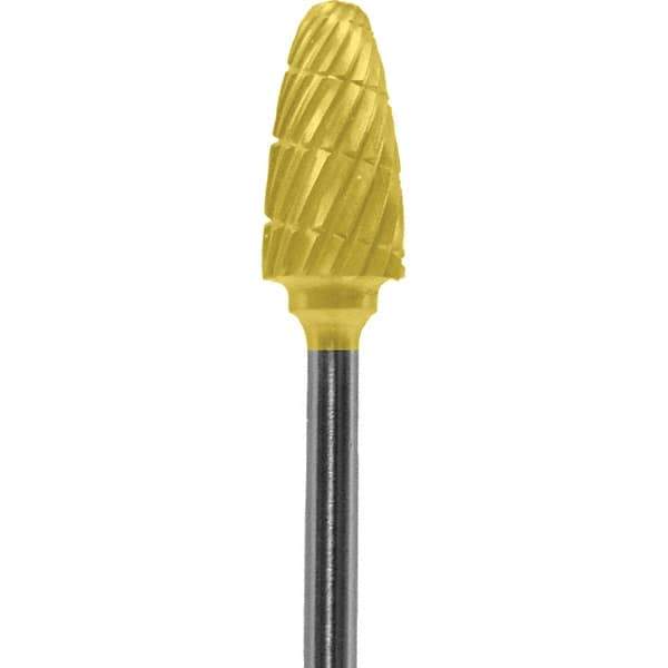 Made in USA - 6mm Cut Diam, 0.0925" Shank Diam, Tree with Radius Head Double Cut Burr - Carbide, 14mm LOC, 52mm OAL - Apex Tool & Supply
