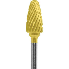 Made in USA - 6mm Cut Diam, 0.0925" Shank Diam, Tree with Radius Head Double Cut Burr - Carbide, 14mm LOC, 52mm OAL - Apex Tool & Supply