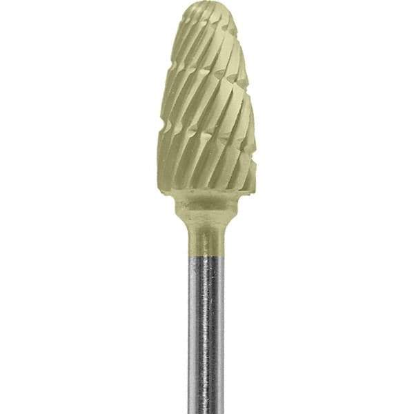 Made in USA - 1/4" Cut Diam, 0.0925" Shank Diam, Tree with Radius Head Double Cut Burr - Carbide, 1/2" LOC, 2" OAL - Apex Tool & Supply