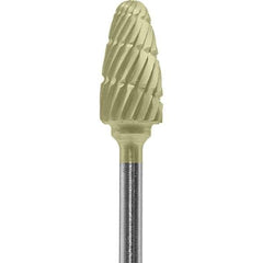 Made in USA - 6mm Cut Diam, 0.0925" Shank Diam, Tree with Radius Head Double Cut Burr - Carbide, 14mm LOC, 52mm OAL - Apex Tool & Supply