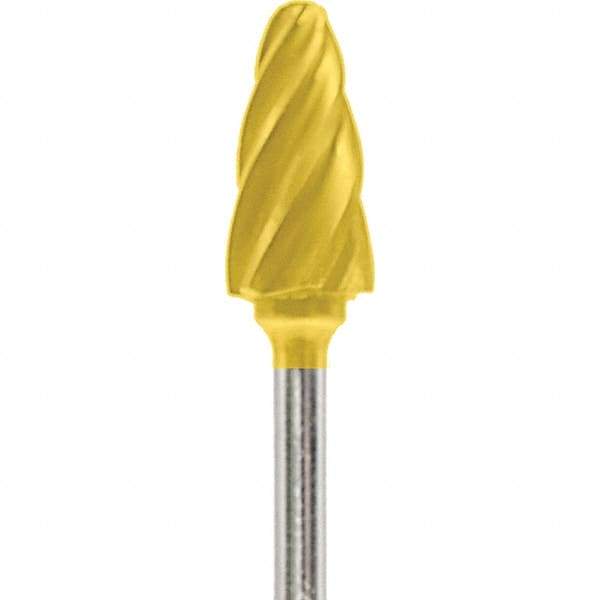 Made in USA - 1/4" Cut Diam, 0.0925" Shank Diam, Tree with Radius Head Aluma Cut Burr - Carbide, 1/2" LOC, 2" OAL - Apex Tool & Supply