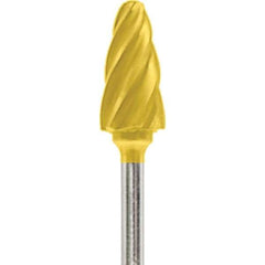 Made in USA - 1/4" Cut Diam, 0.0925" Shank Diam, Tree with Radius Head Aluma Cut Burr - Carbide, 1/2" LOC, 2" OAL - Apex Tool & Supply