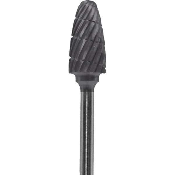 Made in USA - 1/4" Cut Diam, 0.0925" Shank Diam, Tree with Radius Head Chipbreaker Cut Burr - Carbide, 1/2" LOC, 2" OAL - Apex Tool & Supply