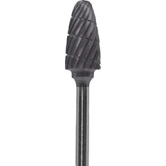 Made in USA - 1/4" Cut Diam, 0.0925" Shank Diam, Tree with Radius Head Chipbreaker Cut Burr - Carbide, 1/2" LOC, 2" OAL - Apex Tool & Supply