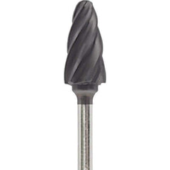 Made in USA - 1/4" Cut Diam, 0.0925" Shank Diam, Tree with Radius Head Aluma Cut Burr - Carbide, 1/2" LOC, 2" OAL - Apex Tool & Supply