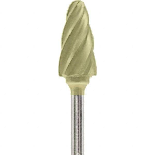 Made in USA - 1/4" Cut Diam, 0.0925" Shank Diam, Tree with Radius Head Aluma Cut Burr - Carbide, 1/2" LOC, 2" OAL - Apex Tool & Supply