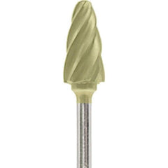 Made in USA - 1/4" Cut Diam, 0.0925" Shank Diam, Tree with Radius Head Aluma Cut Burr - Carbide, 1/2" LOC, 2" OAL - Apex Tool & Supply