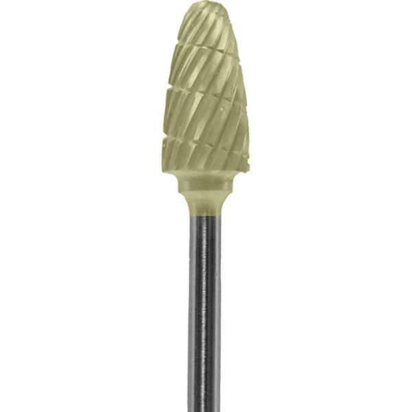 Made in USA - 1/4" Cut Diam, 0.0925" Shank Diam, Tree with Radius Head Chipbreaker Cut Burr - Carbide, 1/2" LOC, 2" OAL - Apex Tool & Supply