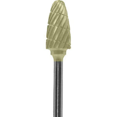 Made in USA - 6mm Cut Diam, 0.0925" Shank Diam, Tree with Radius Head Double Cut Burr - Carbide, 14mm LOC, 52mm OAL - Apex Tool & Supply
