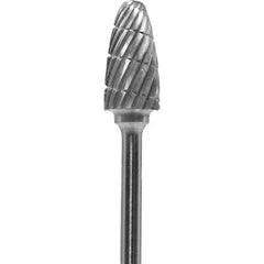 Made in USA - 1/4" Cut Diam, 0.0925" Shank Diam, Tree with Radius Head Chipbreaker Cut Burr - Carbide, 1/2" LOC, 2" OAL - Apex Tool & Supply