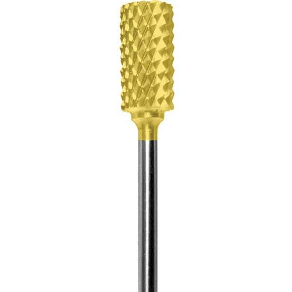 Made in USA - 1/4" Cut Diam, 0.0925" Shank Diam, Cylinder Head Diamond Cut Burr - Carbide, 1/2" LOC, 2" OAL - Apex Tool & Supply