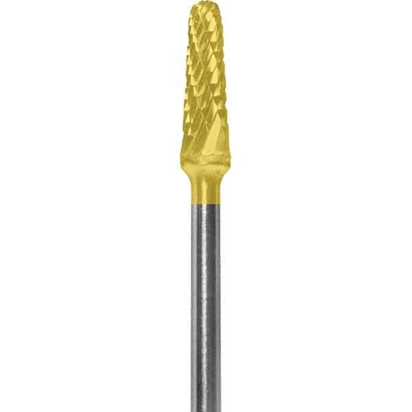 Made in USA - 5/32" Cut Diam, 0.0925" Shank Diam, Cone Head Double Cut Burr - Carbide, 1/2" LOC, 2" OAL - Apex Tool & Supply