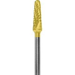 Made in USA - 5/32" Cut Diam, 0.0925" Shank Diam, Cone Head Double Cut Burr - Carbide, 1/2" LOC, 2" OAL - Apex Tool & Supply