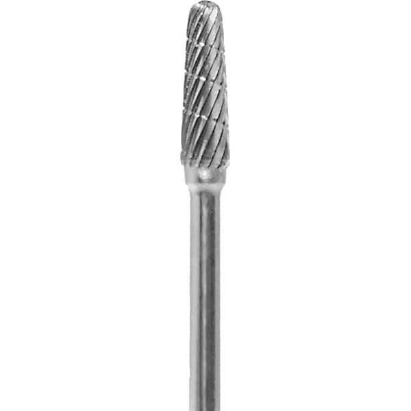 Made in USA - 5/32" Cut Diam, 0.0925" Shank Diam, Cone Head Chipbreaker Cut Burr - Carbide, 1/2" LOC, 2" OAL - Apex Tool & Supply