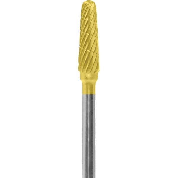 Made in USA - 5/32" Cut Diam, 0.0925" Shank Diam, Cone Head Chipbreaker Cut Burr - Carbide, 1/2" LOC, 2" OAL - Apex Tool & Supply