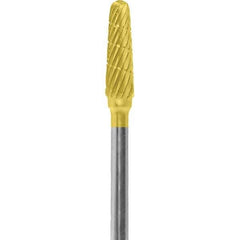 Made in USA - 5/32" Cut Diam, 0.0925" Shank Diam, Cone Head Chipbreaker Cut Burr - Carbide, 1/2" LOC, 2" OAL - Apex Tool & Supply