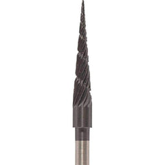 Made in USA - 1/8" Cut Diam, 0.0925" Shank Diam, Cone Head Chipbreaker Cut Burr - Carbide, 5/8" LOC, 1-1/2" OAL - Apex Tool & Supply