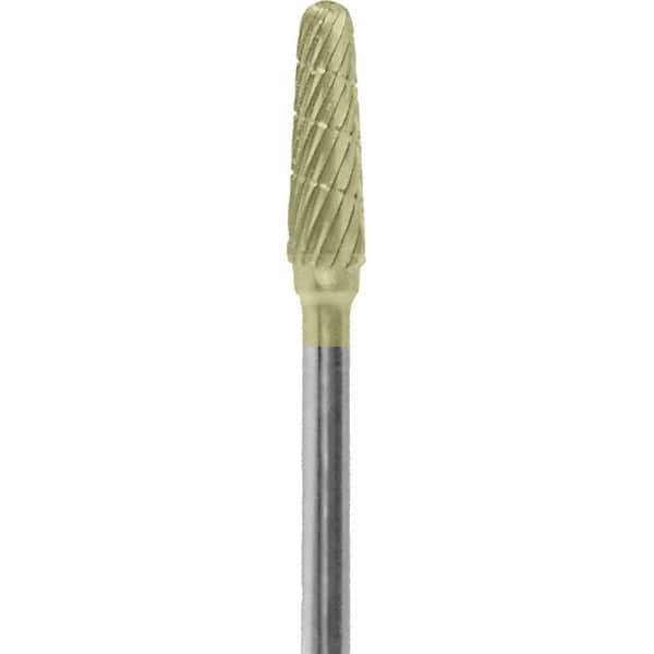 Made in USA - 7mm Cut Diam, 0.0925" Shank Diam, Cone Head Double Cut Burr - Carbide, 13mm LOC, 51mm OAL - Apex Tool & Supply