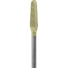 Made in USA - 7mm Cut Diam, 0.0925" Shank Diam, Cone Head Double Cut Burr - Carbide, 13mm LOC, 51mm OAL - Apex Tool & Supply