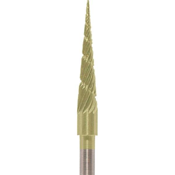Made in USA - 1/8" Cut Diam, 0.0925" Shank Diam, Cone Head Chipbreaker Cut Burr - Carbide, 5/8" LOC, 1-1/2" OAL - Apex Tool & Supply
