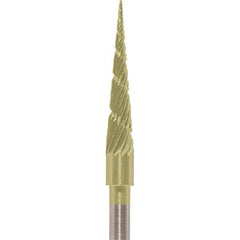 Made in USA - 1/8" Cut Diam, 0.0925" Shank Diam, Cone Head Chipbreaker Cut Burr - Carbide, 5/8" LOC, 1-1/2" OAL - Apex Tool & Supply