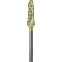 Made in USA - 5/32" Cut Diam, 0.0925" Shank Diam, Cone Head Double Cut Burr - Carbide, 1/2" LOC, 2" OAL - Apex Tool & Supply