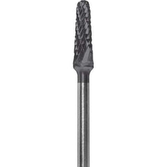Made in USA - 5/32" Cut Diam, 0.0925" Shank Diam, Cone Head Double Cut Burr - Carbide, 1/2" LOC, 2" OAL - Apex Tool & Supply