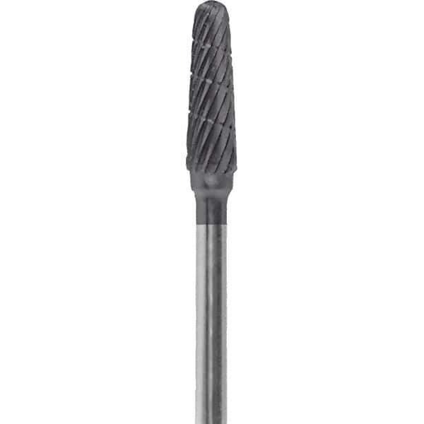 Made in USA - 5/32" Cut Diam, 0.0925" Shank Diam, Cone Head Chipbreaker Cut Burr - Carbide, 1/2" LOC, 2" OAL - Apex Tool & Supply