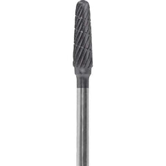 Made in USA - 5/32" Cut Diam, 0.0925" Shank Diam, Cone Head Chipbreaker Cut Burr - Carbide, 1/2" LOC, 2" OAL - Apex Tool & Supply