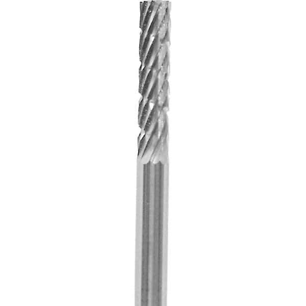 Made in USA - 3/32" Cut Diam, 0.0925" Shank Diam, Cylinder Head Chipbreaker Cut Burr - Carbide, 3/8" LOC, 1-1/2" OAL - Apex Tool & Supply