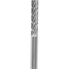 Made in USA - 3/32" Cut Diam, 0.0925" Shank Diam, Cylinder Head Chipbreaker Cut Burr - Carbide, 3/8" LOC, 1-1/2" OAL - Apex Tool & Supply