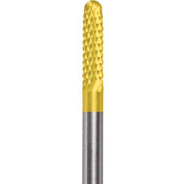 Made in USA - 2.3mm Cut Diam, 0.0925" Shank Diam, Cylinder with Radius Head Double Cut Burr - Carbide, 15mm LOC, 50mm OAL - Apex Tool & Supply