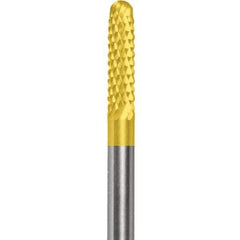 Made in USA - 2.3mm Cut Diam, 0.0925" Shank Diam, Cylinder with Radius Head Double Cut Burr - Carbide, 15mm LOC, 50mm OAL - Apex Tool & Supply