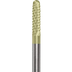 Made in USA - 2.3mm Cut Diam, 0.0925" Shank Diam, Cylinder with Radius Head Double Cut Burr - Carbide, 15mm LOC, 50mm OAL - Apex Tool & Supply
