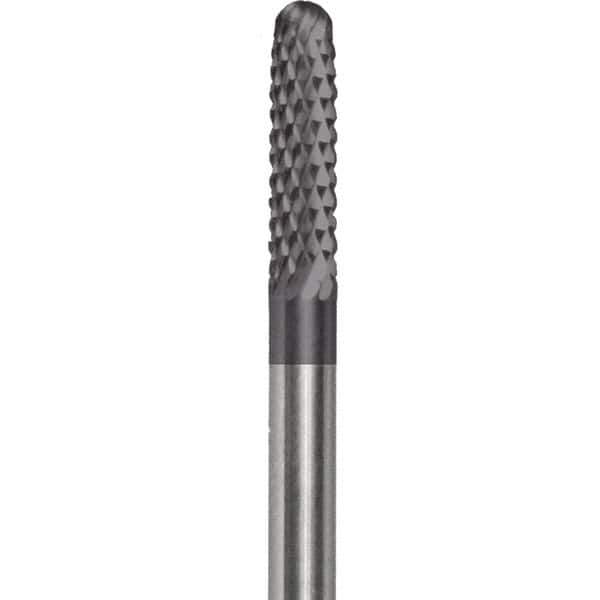 Made in USA - 2.3mm Cut Diam, 0.0925" Shank Diam, Cylinder with Radius Head Double Cut Burr - Carbide, 15mm LOC, 50mm OAL - Apex Tool & Supply