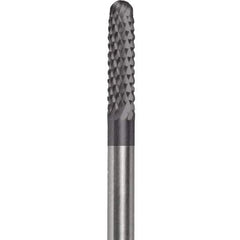 Made in USA - 2.3mm Cut Diam, 0.0925" Shank Diam, Cylinder with Radius Head Double Cut Burr - Carbide, 15mm LOC, 50mm OAL - Apex Tool & Supply