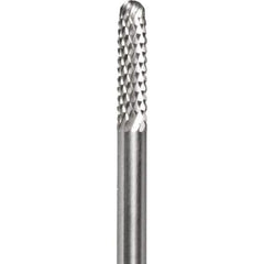 Made in USA - 3/32" Cut Diam, 0.0925" Shank Diam, Cylinder with Radius Head Diamond Cut Burr - Carbide, 1/2" LOC, 1-1/2" OAL - Apex Tool & Supply