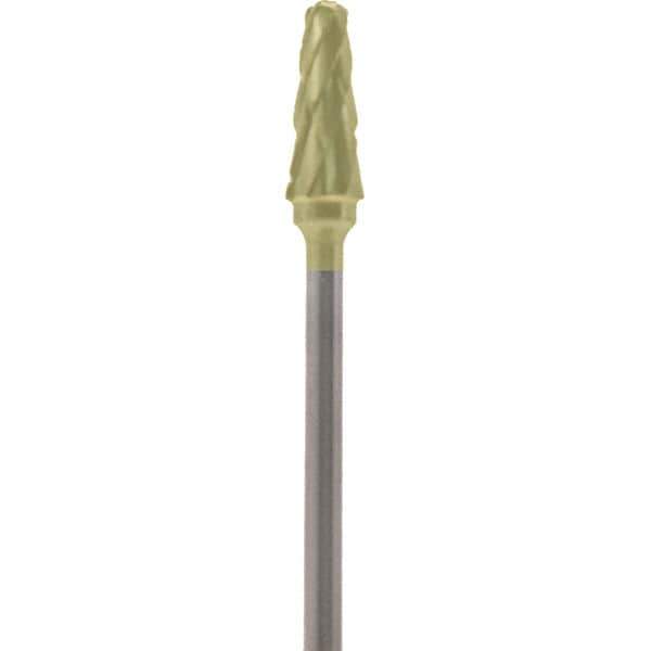 Made in USA - 5mm Cut Diam, 0.0925" Shank Diam, Cone Head Double Cut Burr - Carbide, 13mm LOC, 51mm OAL - Apex Tool & Supply