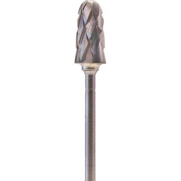 Made in USA - 7mm Cut Diam, 0.0925" Shank Diam, Cone Head Double Cut Burr - Carbide, 14mm LOC, 52mm OAL - Apex Tool & Supply