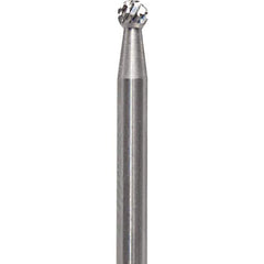 Made in USA - 3/32" Cut Diam, 0.0925" Shank Diam, Ball Head Diamond Cut Burr - Carbide, 3/32" LOC, 1-1/2" OAL - Apex Tool & Supply