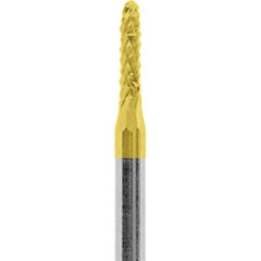 Made in USA - 1/16" Cut Diam, 3/32" Shank Diam, Cylinder with Radius Head Diamond Cut Burr - Carbide, 1/4" LOC, 1-1/2" OAL - Apex Tool & Supply