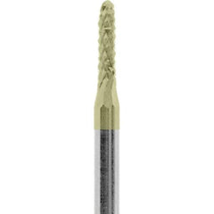 Made in USA - 1/16" Cut Diam, 3/32" Shank Diam, Cylinder with Radius Head Diamond Cut Burr - Carbide, 1/4" LOC, 1-1/2" OAL - Apex Tool & Supply