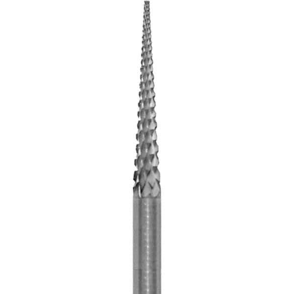 Made in USA - 3/32" Cut Diam, 0.0925" Shank Diam, Cone Head Diamond Cut Burr - Carbide, 5/8" LOC, 1-1/2" OAL - Apex Tool & Supply