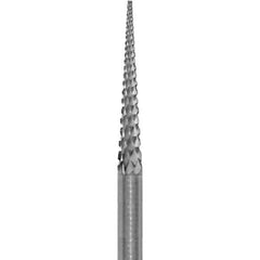 Made in USA - 3/32" Cut Diam, 0.0925" Shank Diam, Cone Head Diamond Cut Burr - Carbide, 5/8" LOC, 1-1/2" OAL - Apex Tool & Supply