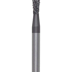 Made in USA - 3/32" Cut Diam, 3/32" Shank Diam, Inverted Cone Head Diamond Cut Burr - Carbide, 1/8" LOC, 1-1/2" OAL - Apex Tool & Supply