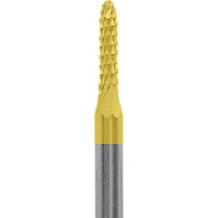 Made in USA - 3/32" Cut Diam, 0.0925" Shank Diam, Cone Head Diamond Cut Burr - Carbide, 3/8" LOC, 1-1/2" OAL - Apex Tool & Supply
