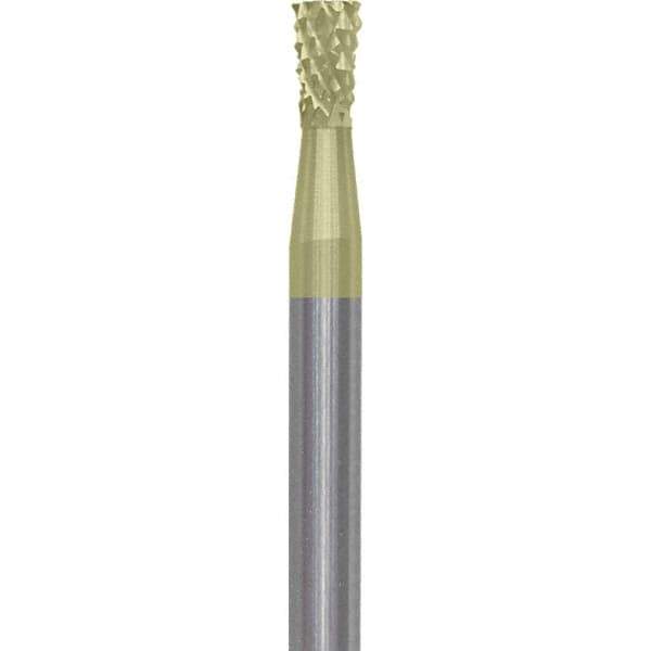 Made in USA - 3/32" Cut Diam, 3/32" Shank Diam, Inverted Cone Head Diamond Cut Burr - Carbide, 1/8" LOC, 1-1/2" OAL - Apex Tool & Supply
